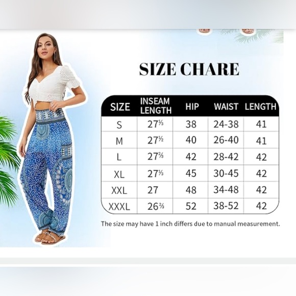 Women's Harem Pants, High Waist Yoga Boho Trousers with Pockets - Picture 6 of 6